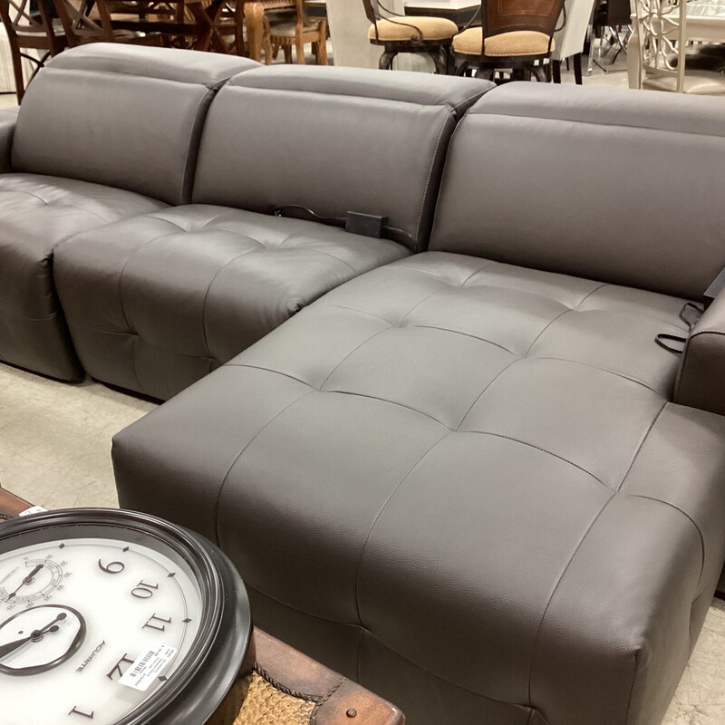 3 Pc Gray Sectional Leath, Gray, Electric
123 in x 65 in