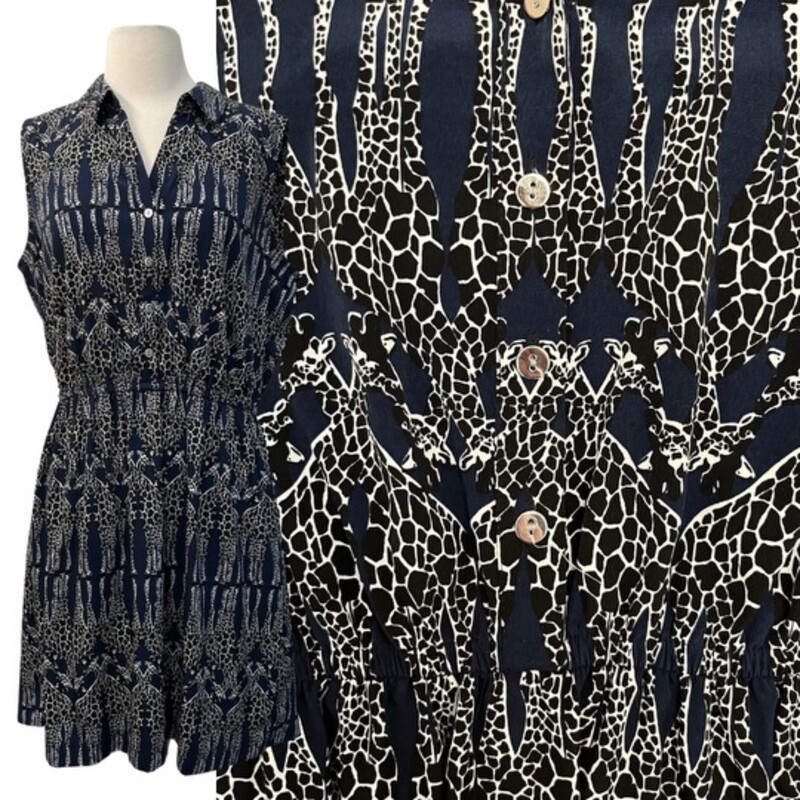Alfani Giraffe Dress
Sleeveless
Elastic Waist
Colors:  Navy, Black, and White
Size: 14