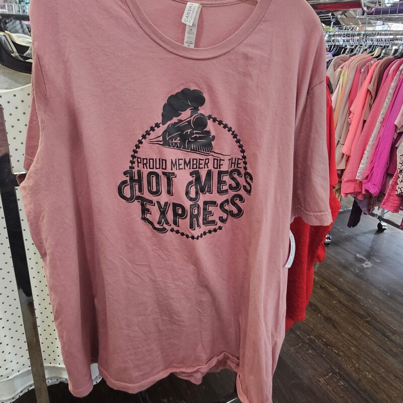 Mauve tee with Proud member of the hot mess express graphic