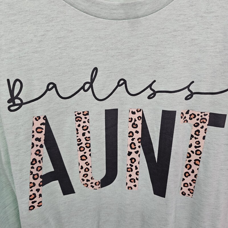 Mint green tee with Badass Aunt graphic