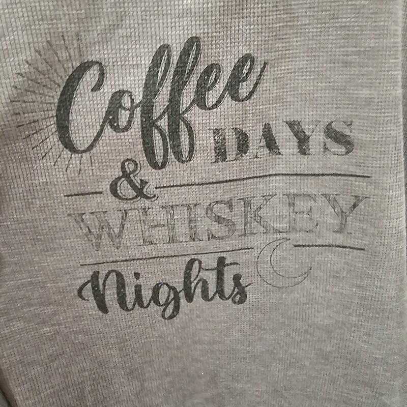 Grey tank with coffee days and whiskey nights graphic