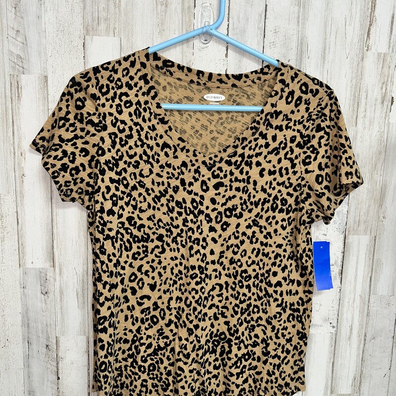 S Cheetah Vneck Tee, Tan, Size: Ladies S