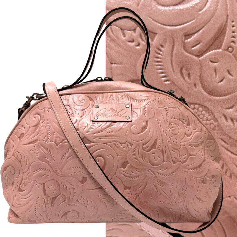 Patricia Nash White Waxed  Fiora Handbag
Tooled Collection
Roomy rounded dome satchel with a flat bottom and the two-way zipper will make it your go-to favorite. Fine craftsmanship and luxurious materials make it the work of art you expect from Patricia Nash.
100% leather
Floral tooling on the front panel
Double top handles
Zip-top closure with 2-way zipper
Rear slip pocket
Interior: 1 zip pocket and 2 slip pockets
Signature silver-tone hardware
MSRP $279