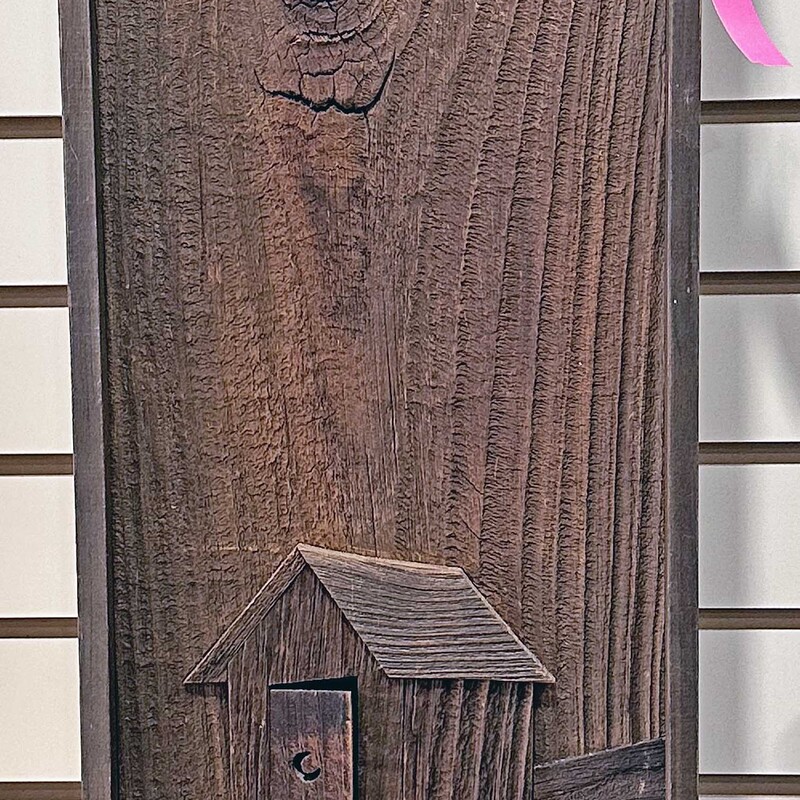 Outhouse Wooden Art,
Size: 10 X 25
Artist John W. Long created this beautiful piece out of weathered wood collected from many sections of
Vermont.