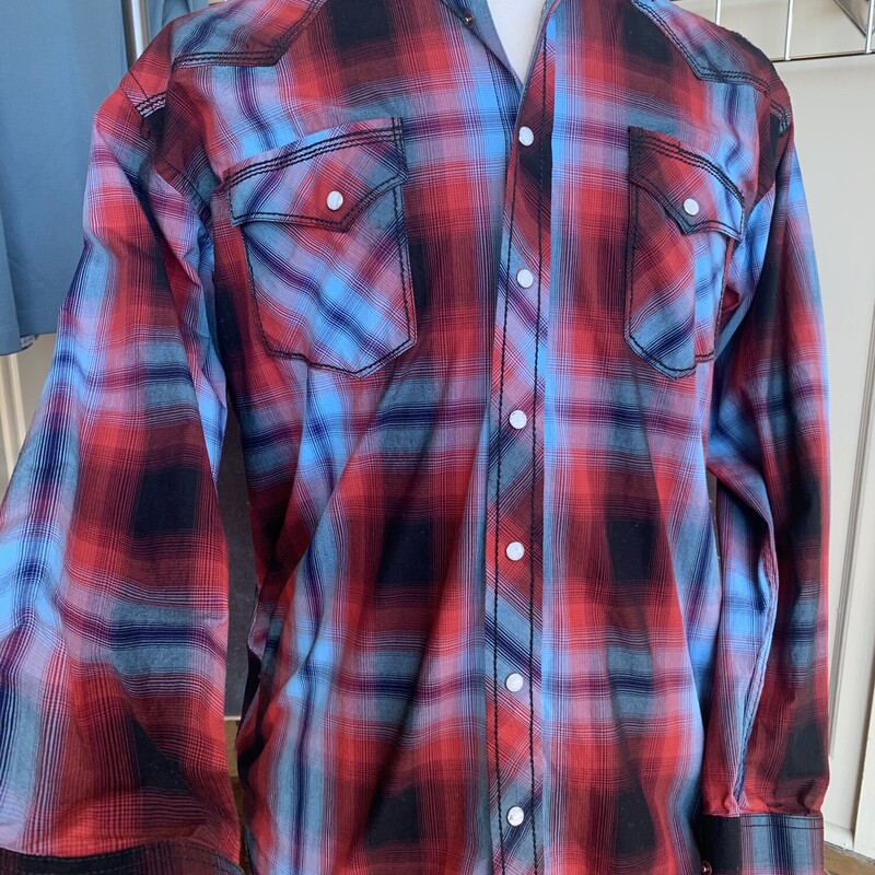 Panhandle Buttondown, Red/bluP, Size: Med<br />
All Sale Are Final<br />
No Returns<br />
<br />
Pick Up In Store<br />
OR<br />
Have It Shipped<br />
<br />
Thanks For Shopping With Us;-)