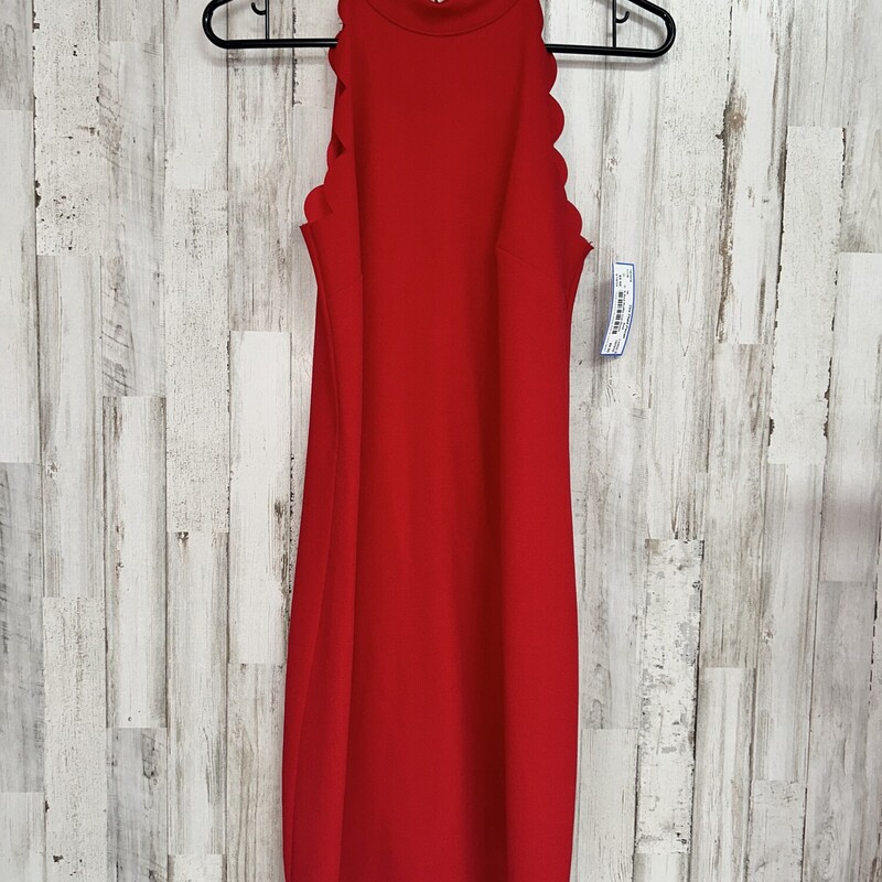 S Red Ruffle Cut Dress