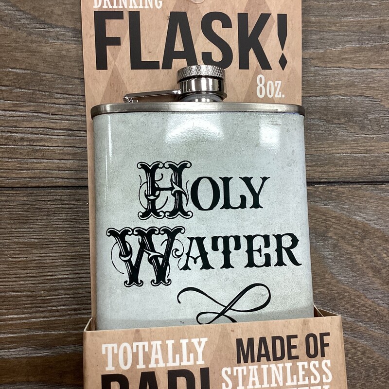 HOLY WATER Flask, White, B/W
4in wide x 1in deep x 6in tall