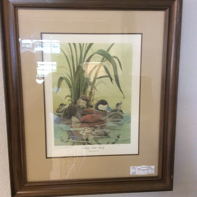 This RUDDY DUCK FAMILY print is signed, numbered, and has a custom frame.