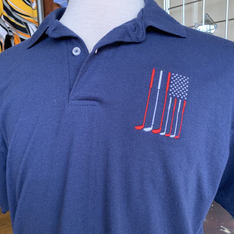 American Flag Golf Polo, Navy, Size: LargeAll Sales Are Final<br />
No Returns<br />
<br />
Pick Up In Store<br />
Or<br />
Have It Shipped<br />
Thank You FOr SHopping With Us :-)