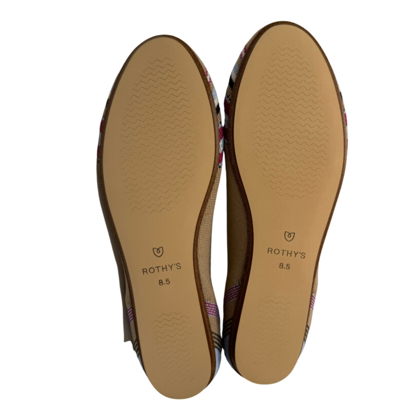 New Rothys Merino Striped Flats<br />
Rounded Toe<br />
Perfect for Spring and Summer!<br />
Taupe with MultiColor Stripes<br />
Size: 8.5