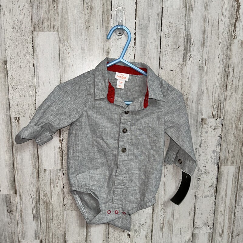 3/6M Grey Button Up Onesi, Grey, Size: Boy 0-9m