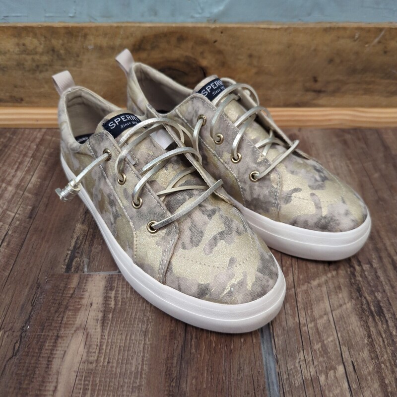 Sperry Gold Camo Women, Gold, Size: Shoes 5.5
