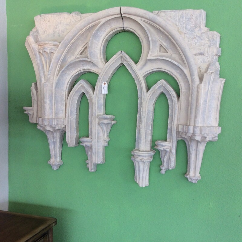 Two cream arched tracey gothis window fragment wall hanging.  Size: 28x39ea