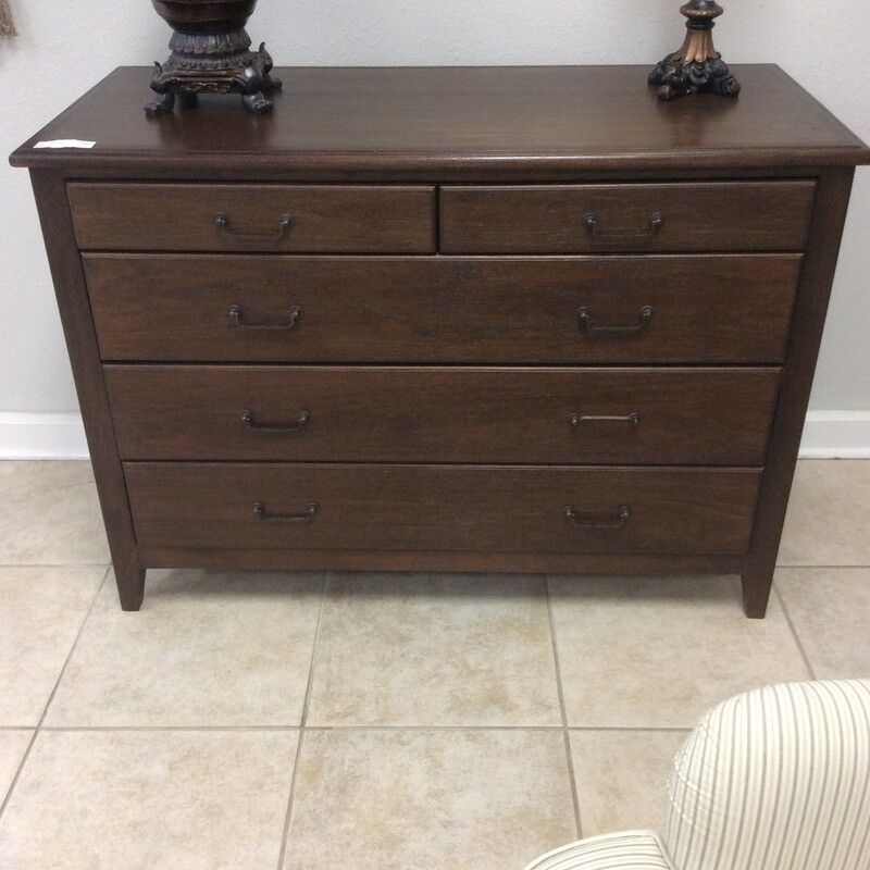 Media cabinet with four drawers for storage in a dark brown finish, Size: 48x22x34
