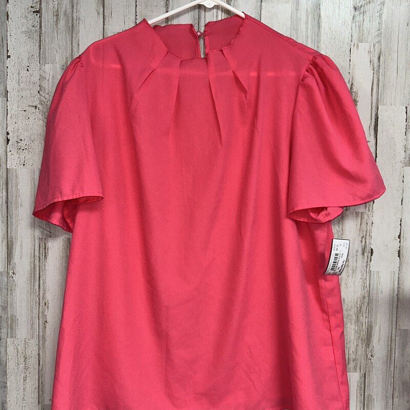 2X Pink Pleated Neck Top