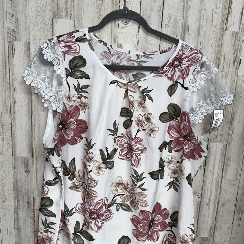 2X White Floral Printed T