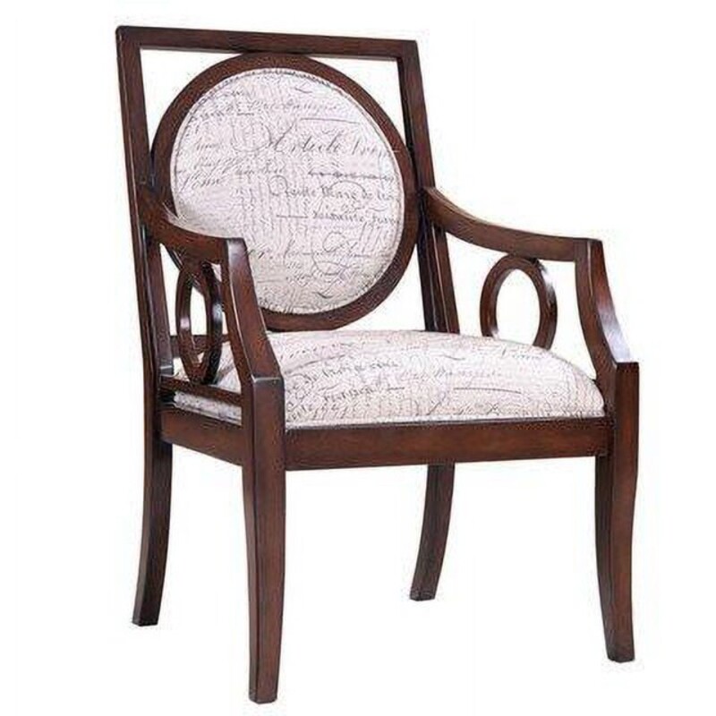 Madison Park Script Chair
Cream With Black Script and Brown Wood Frame
Size: 24x23x39H
Matching Ottoman Sold Separately