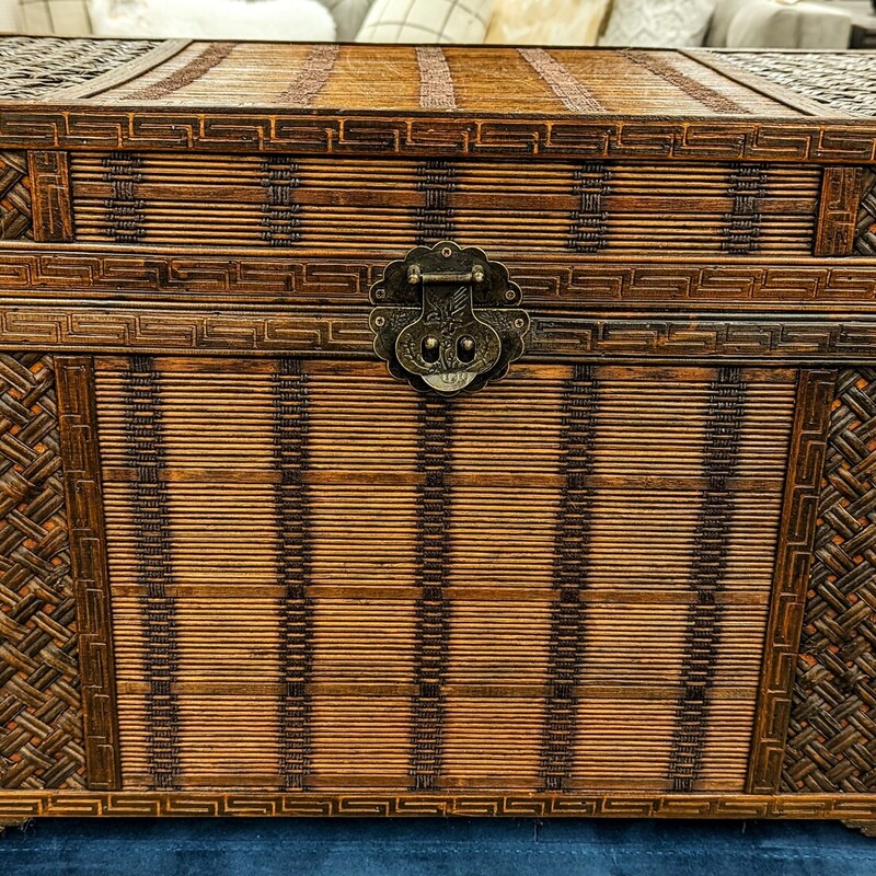 Woven Wood Storage Trunk