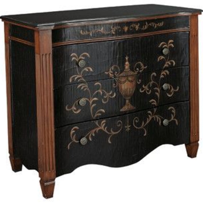 Hammary Treasures Chest
Black Brown Handpainted  with Black Stone Top
3 Drawers
Size: 43x21x36H