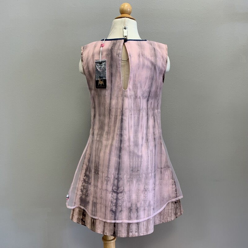 New layered dress-cotton/spandex with chiffon overlay, side zip closure