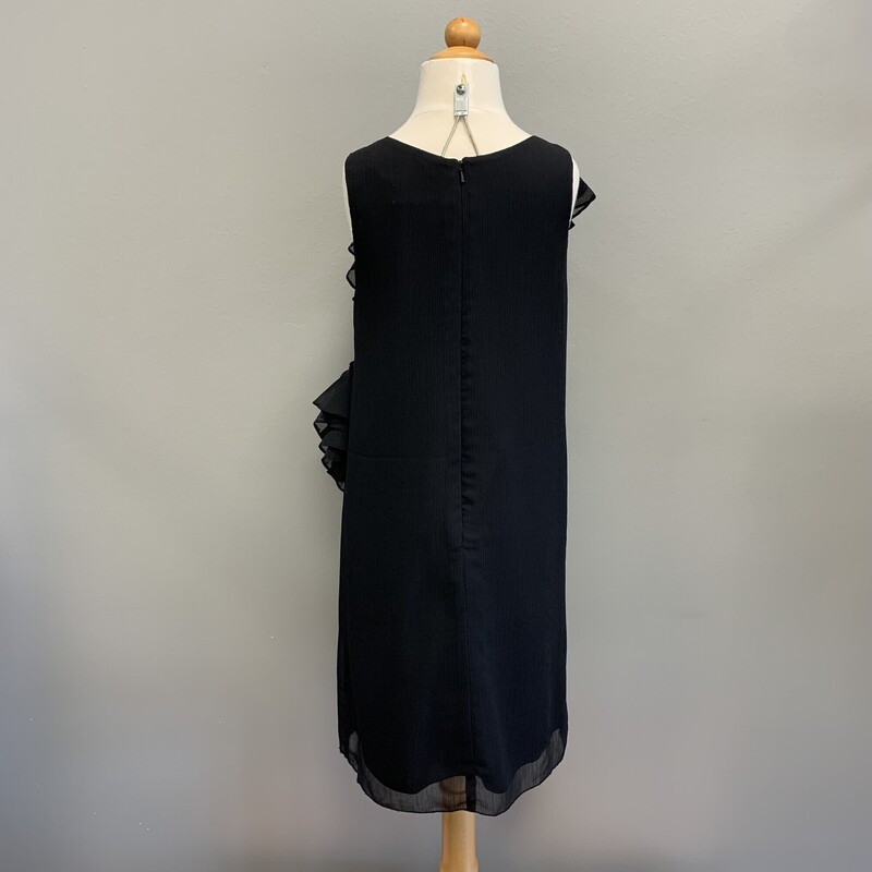 Textured chiffon dress with ruffle detail & full lining