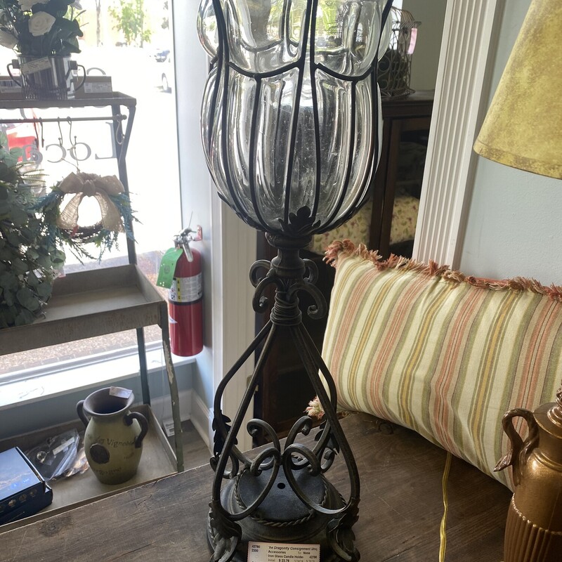 Iron Glass Candle Holder