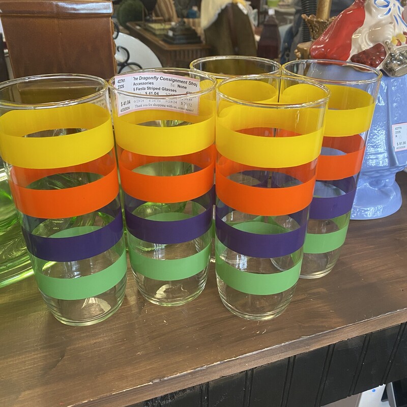 5 Fiesta Striped Glasses