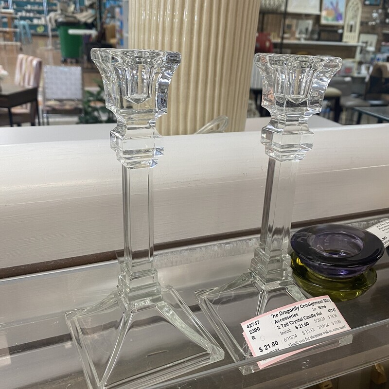 2 Tall Crystal Candle Hol