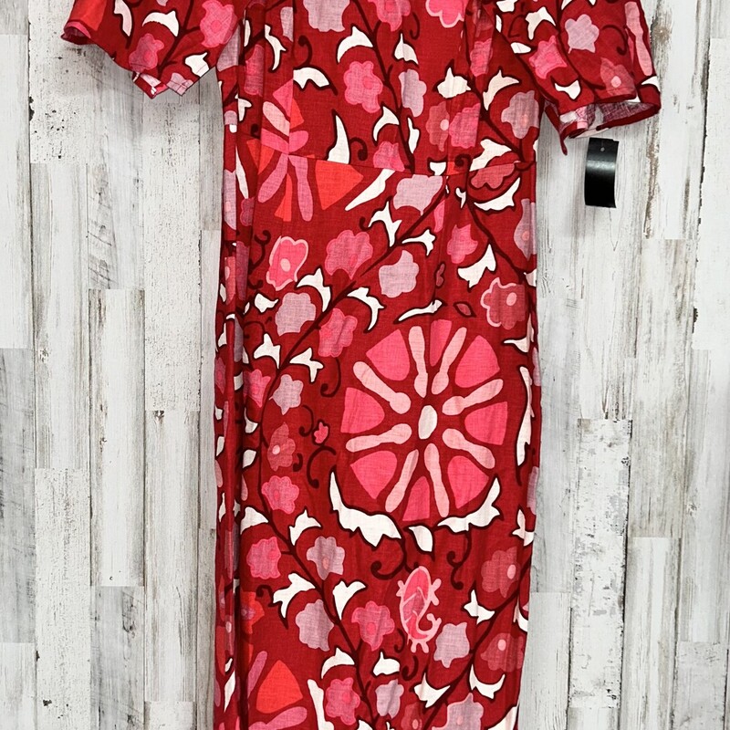 NEW Sz6 Red Printed Linen