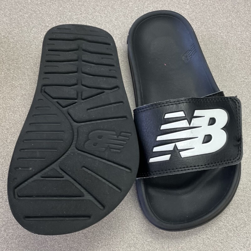 New Balance Slides, Black, Size: 13Y