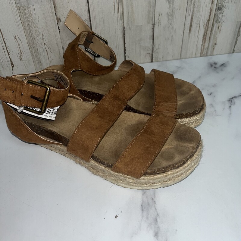 A6.5 Tan Strap Wedge Sand, TAN, Size: Shoes A6.5
