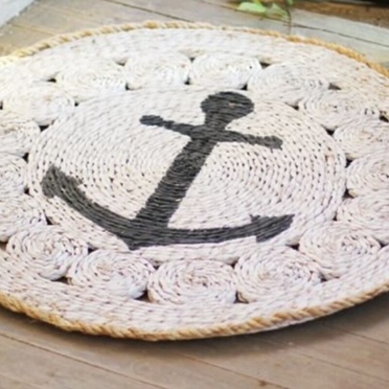 Rattan Anchor Wall Decor
White Blue Tan Size: 37diameter
Could also be a rug
