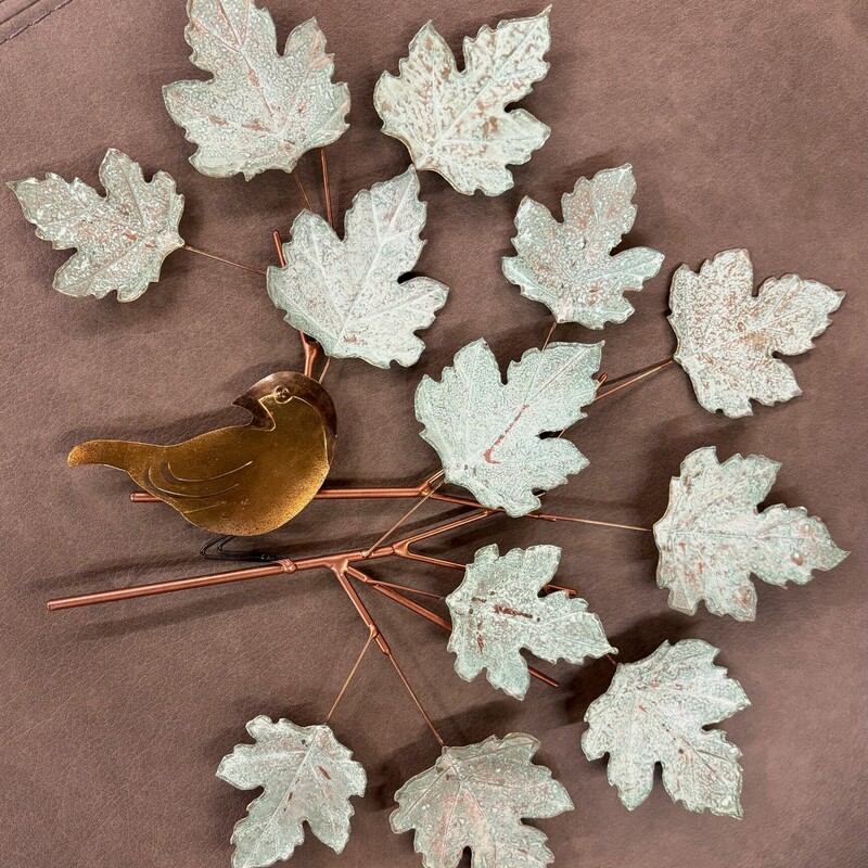 Artisan Metal Bird Leaves