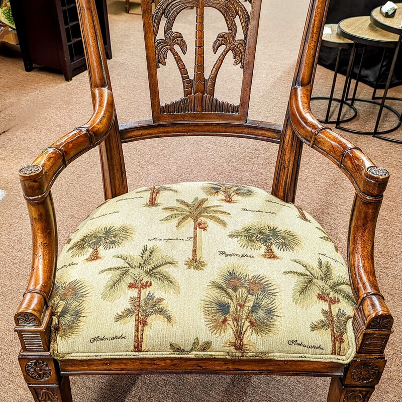 Fairfield Carved Palm Tree Chair
Tan Green Brown
Size: 25x21x39H