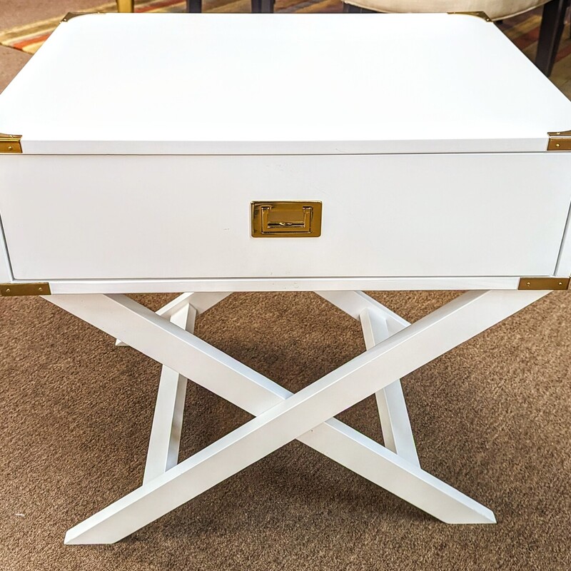 X Shape Legs Accent Table
White Gold
Size: 24x18x24H