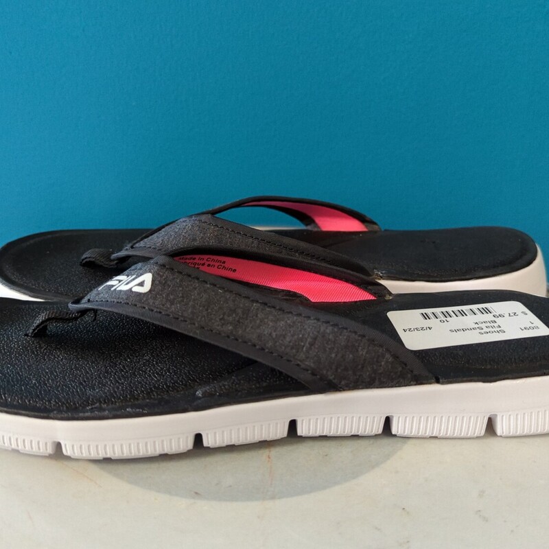 Fila Sandals, Black, Size: 10