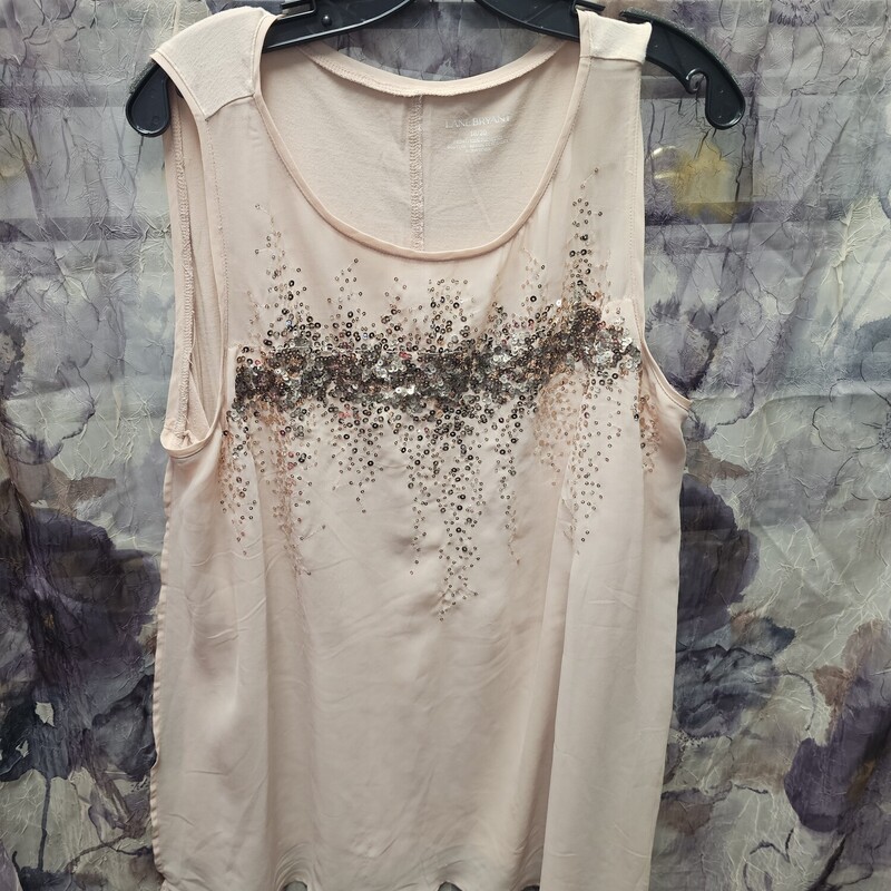 layered tank in a soft pink beige with all the sequin bling a girl could want