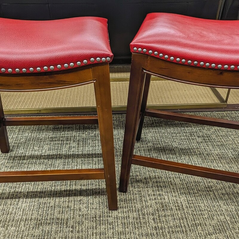 Set of 2 Leather Nailhead Backless Barstools
Red Brown Size: 19 x 12.5 x 23H
Counter height