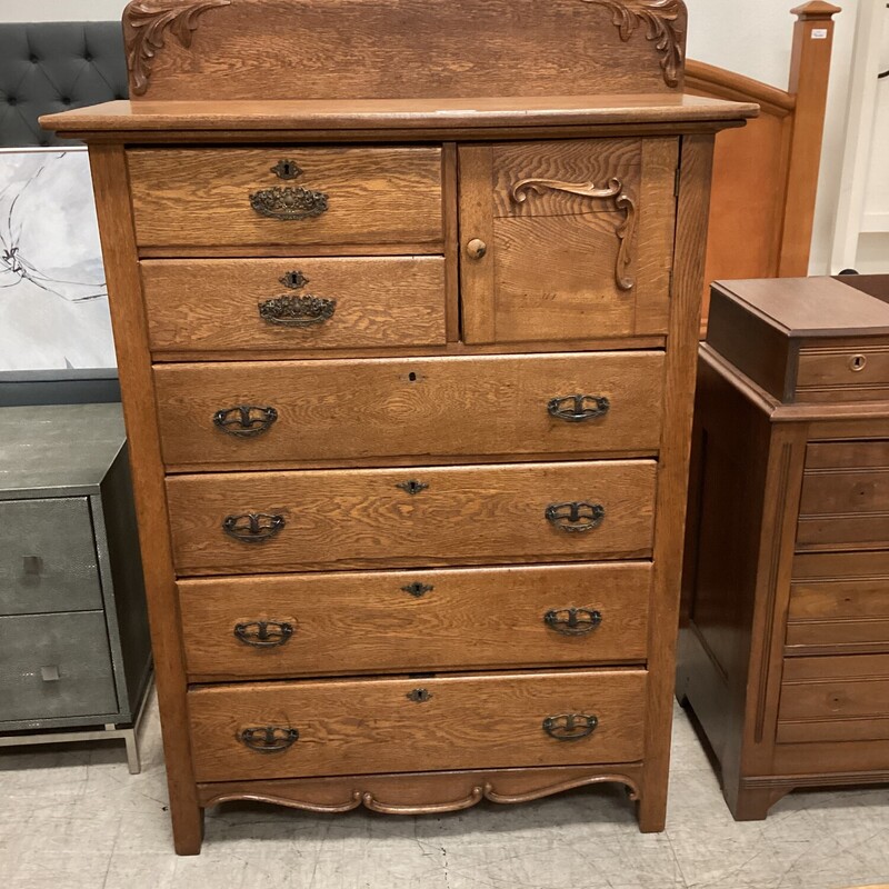 Dk Wd Chest-6 Drawer, Dk Wood, Back Piece
58in tall x 21in deep x 40in wide