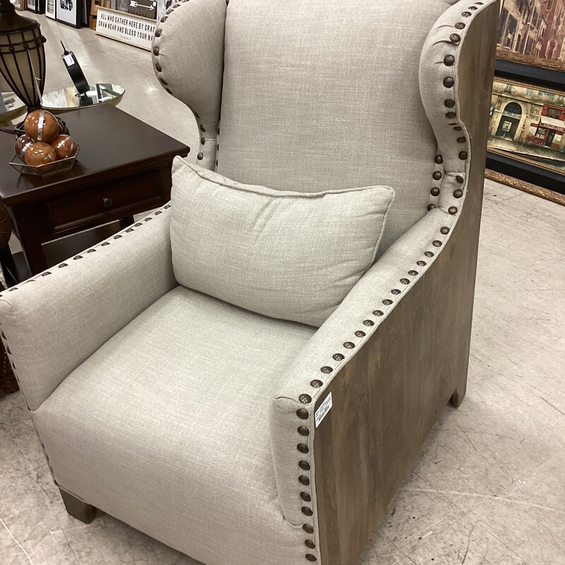 Canvas Wingback Chair, Lt Wood, Beige
29in wide