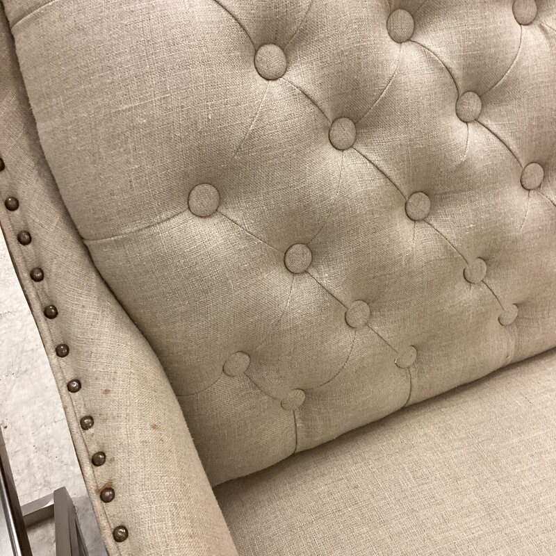 Canvas Tufted Sofa, Lt Wood, Beige<br />
72in wide