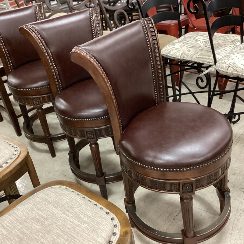 S/3 Swivel Barstools, Dk Wood, Chocolate
24in from seat to floor