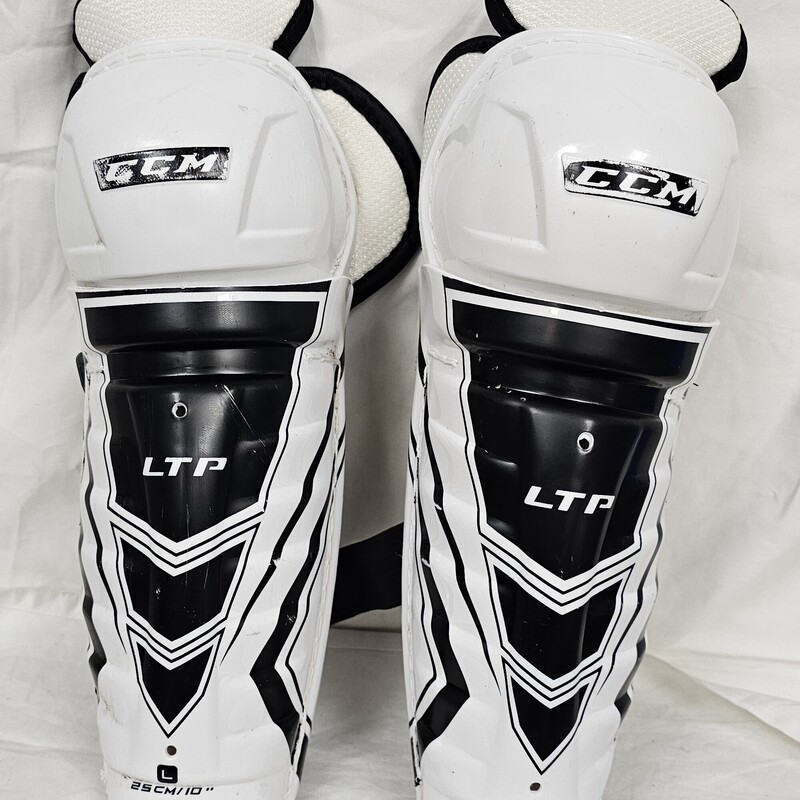 Pre-owned CCM LTP Youth Hockey Shin Guards, Size: 10in.