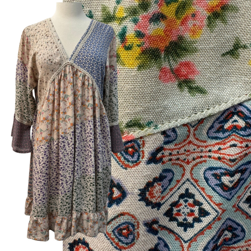 Fashion Fuse Dress
Beautiful Boho Style
Floral Print
Crochet Trim
Bell Sleeves
Cream, Navy, Purple, Rose and Olive
Size: Medium