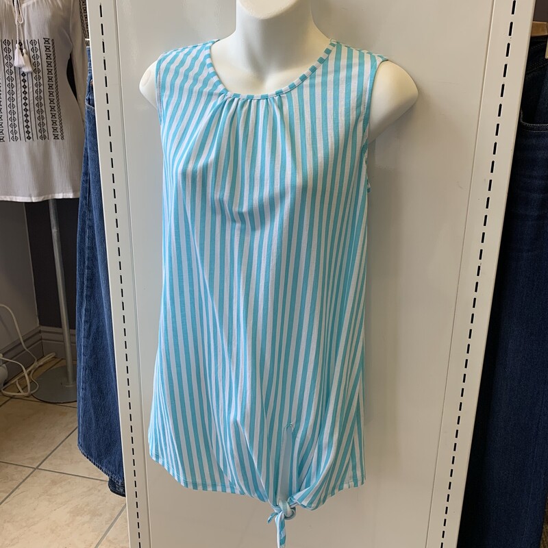Pure Essence NWT Stripe top,
Colour: White Teal,
Size: Small