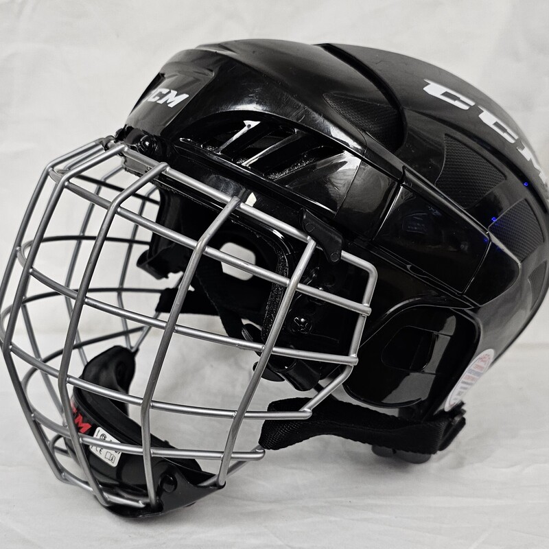 Pre-owned CCM FL40 Hockey Helmet Combo, Black, Size: S, Certified Through December 2026