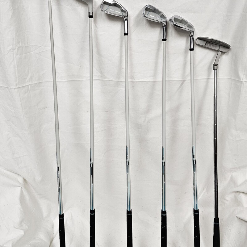Pre-owned Top Flite Junior Girls Golf Set, 6 Clubs: Driver, Hybrid, 7 Iron, 9 Iron, Sand Wedge, Putter, & Bag Size: Jr (ages 9-12) Right Hand