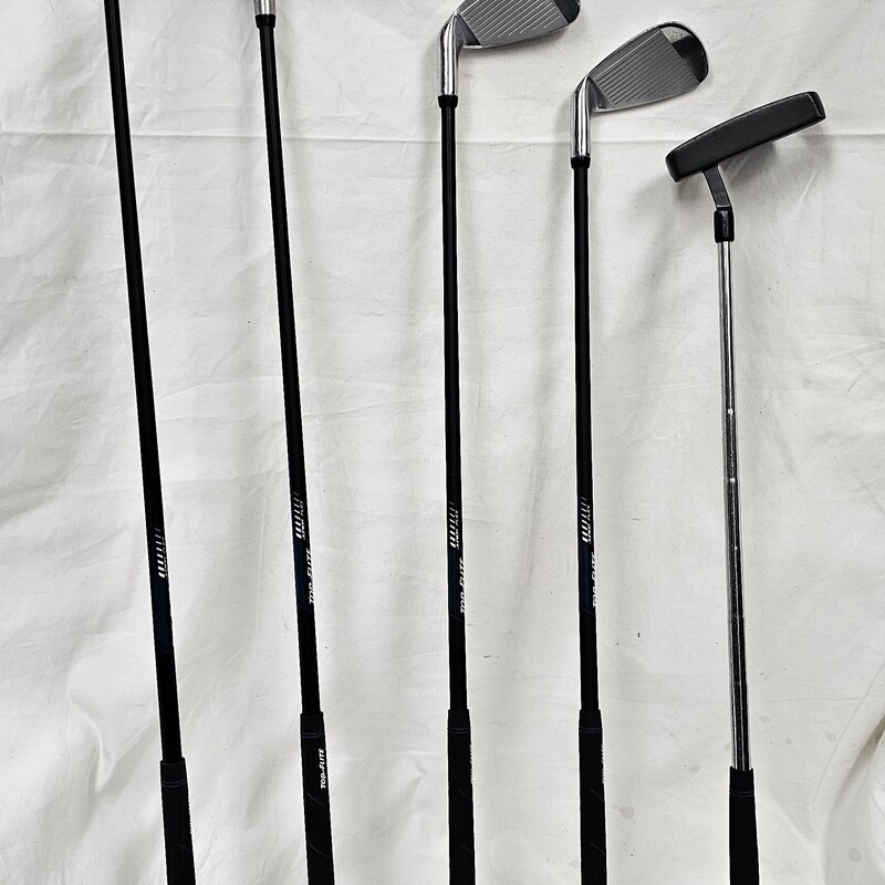 Pre-owned Top Flite Junior Golf Set, 5 Clubs: Driver, Hybrid, 7 Iron, Sand Wedge, Putter, & Bag, Size: Jr (ages 5-9) Right Hand