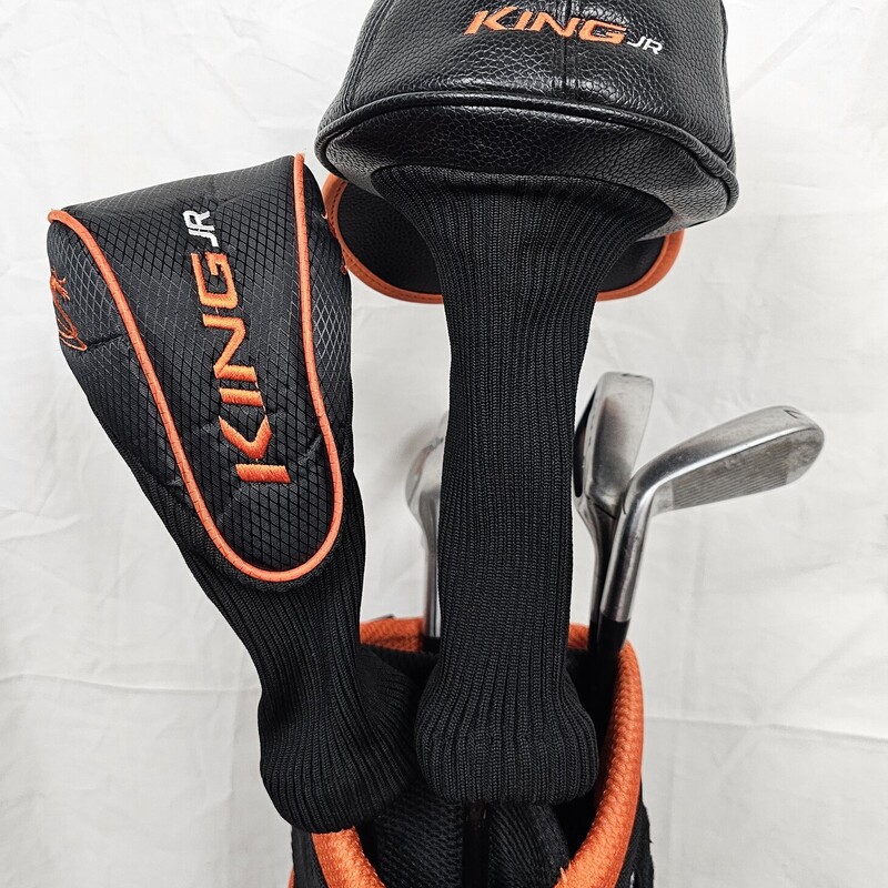 Cobra King Jr Golf Set, 7 Clubs: Driver, Fairway, Hybrid, 7 Iron, 9Iron, Sand Wedge, Putter, & Bag. Size: Jr Right Hand (Ages 6-12)