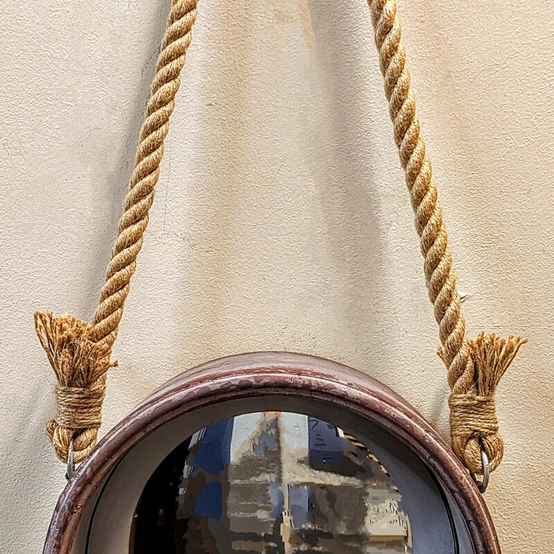 Galvanized Rope Top Mirror
Brown Gray Tan Size: 13 x 28H